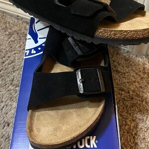 Birkenstock Black Suede Sandals with Buckle